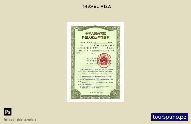 Plantilla de permiso de trabajo (visado de trabajo) lista para imprimir en China